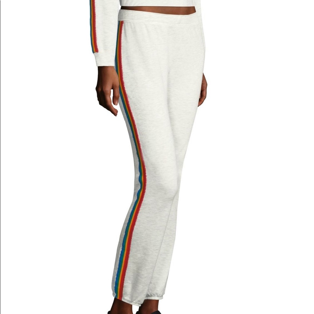 Monrow side rainbow stripe sweatpants size XS
